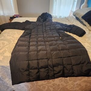Full length quilted down coat